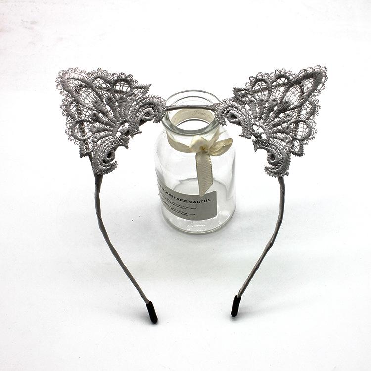 

Кружевные кошачьи ушки и кроличьи ушки женская повязка на голову - милый аксессуар для мытья лица и волос