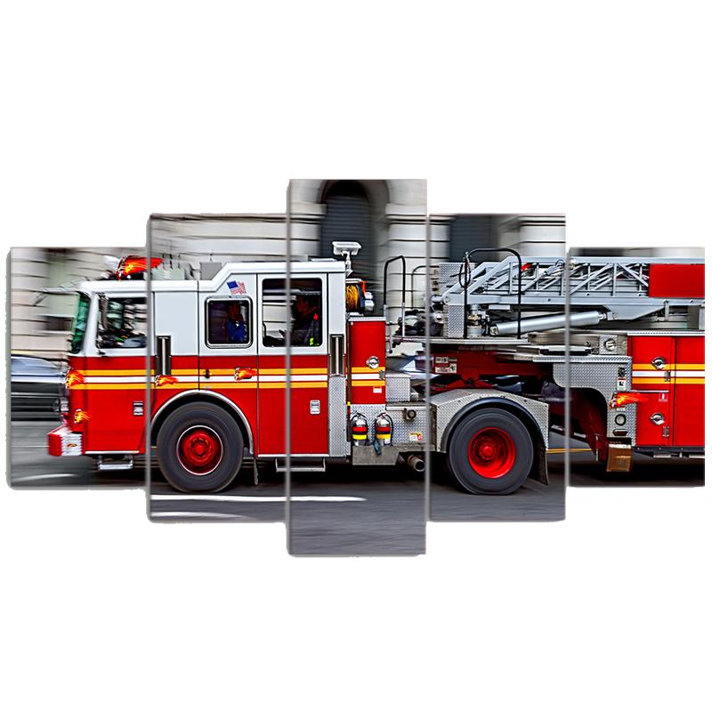 

Настенный холст, постер, модульный, современный, HD, напечатанный, фотографии автомобилей, 5 штук, картина пожарной машины для гостиной, домашний декор, рамка XLarge Size Unframed Canvas