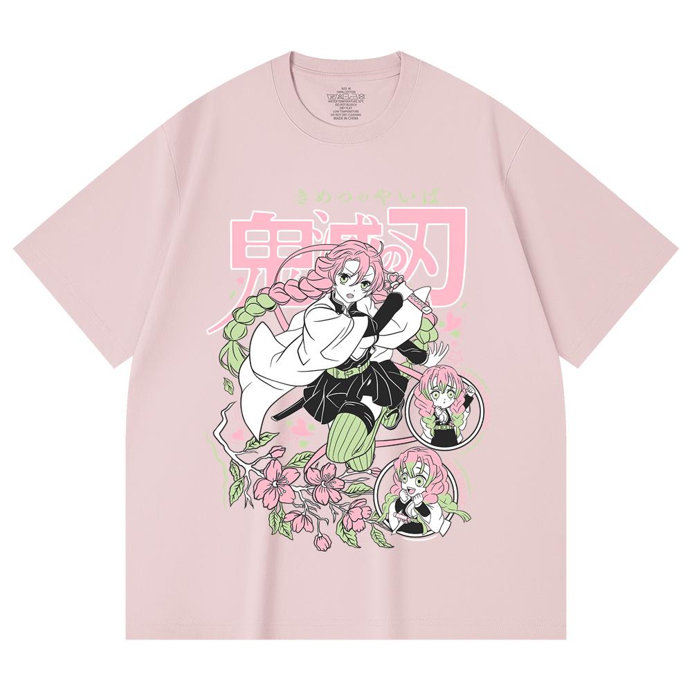 230 Gsm 100% Cotton Demon Slayer V6 Mitsuri Print Unisex Heavy Cotton T Shirt