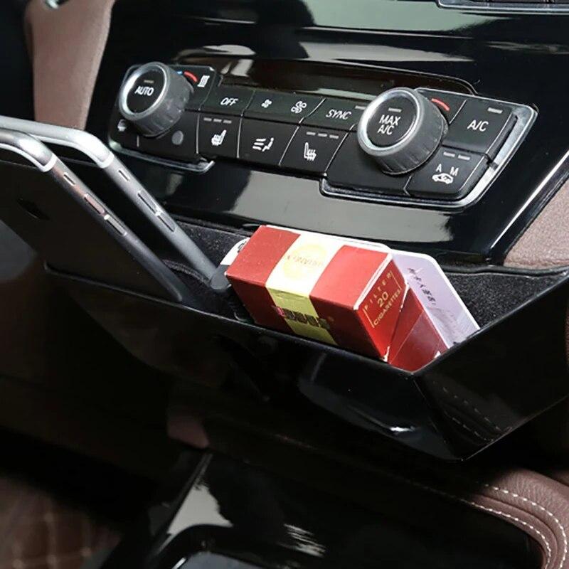 ABS Auto Center Console CD Panel Storage Box Stowing Tidying Sticker Car Interior Accessories Decoration For BMW X1 F48 2016-21