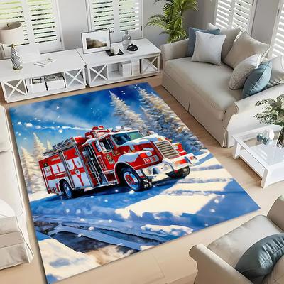 Fire Engine Whistle 3D Printed Carpet, Living Room Bedroom Mat Children's Room Soft and Comfortable Anti-slip Rug Christmas Gift