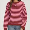 Women's Casual Striped Round Neck Long Sleeve Pullover Sweater for Everyday Wear