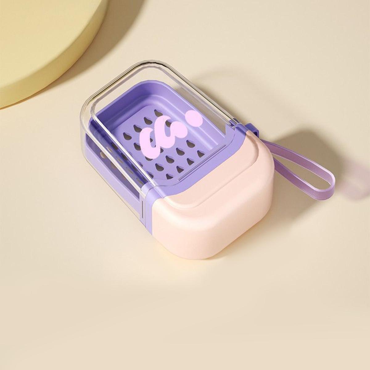 

Portable soap box waterproof for travel and business trips sealed with a lid high aesthetic value double-layer compact soap box розовый