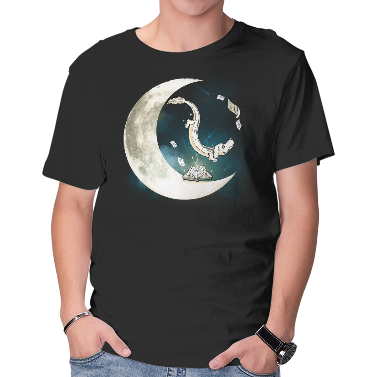 Unisex Crew Neck T-Shirt Never Ending Moon Graphic Short Sleeve Casual Tee XXXXL
