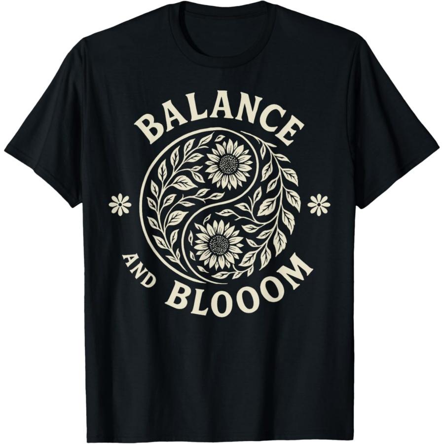 Balance Blooom Yin Yang Floral Zen Nature Boho Calm T-Shirt S