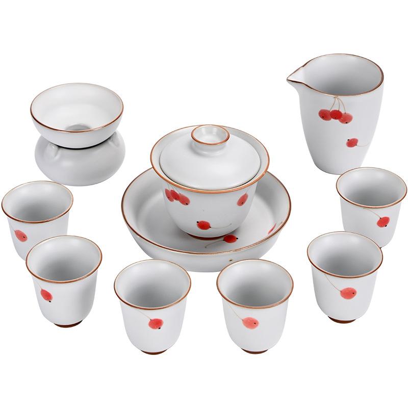 Bank Gift Set To Send Customers Light Luxury Ru Kiln Kung Fu Tea Set Creative Ceramic Cover Bowl Set