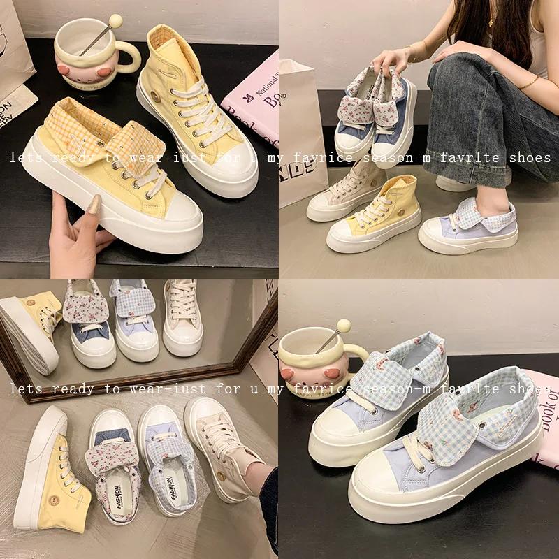 Fashion New 2025 Women's Thick Bottom Canvas Shoes Casual Two-Way Wear Spring Autumn Fashion Flat Heel Adult Polyurethane Footwear