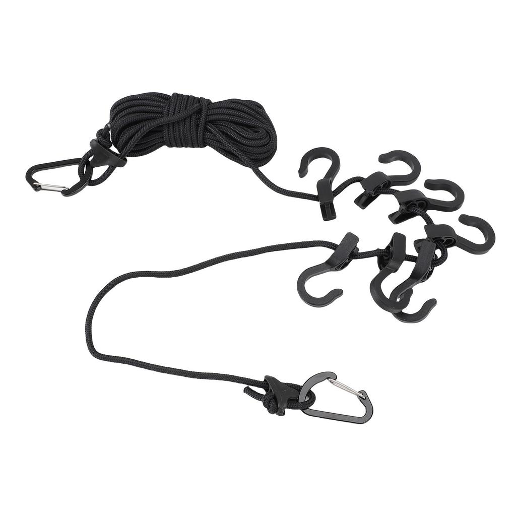 Portable Travel Clothesline   16.4ft Length Clothes Drying Rope Windproof 5m Clothesline with Hooks for Outdoor Camping