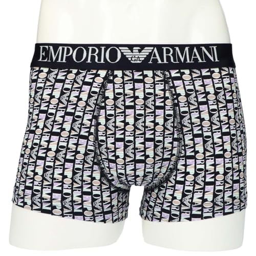 Emporio Armani ALL OVER VERTICAL LOGO Boxer Shorts with Front Closure, Men's Underwear, EU Size 90, White, 54045080