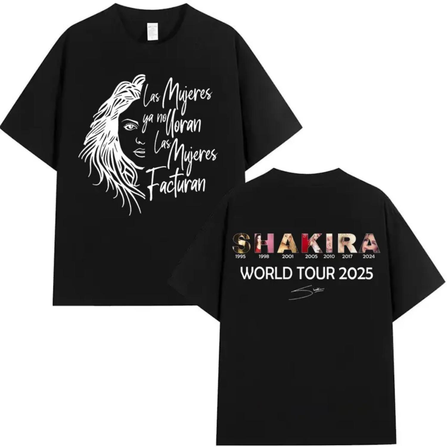 

Shakira Las Mujeres Ya No Lloran World Tour T-shirts Mens Hip Hop T-shirt High Quality Cotton Oversized Tee Streetwear Fans Gift S чёрный