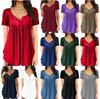 T-shirt d'été pour femme, couleur unie, à boutons, coupe ample, manches courtes