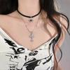 Gothic Schwarzes Pfirsichherz Anhänger Choker Schlüsselbeinkette Halskette Für Frauen Ästhetischer Rave Y2K Schmuck Geschenk