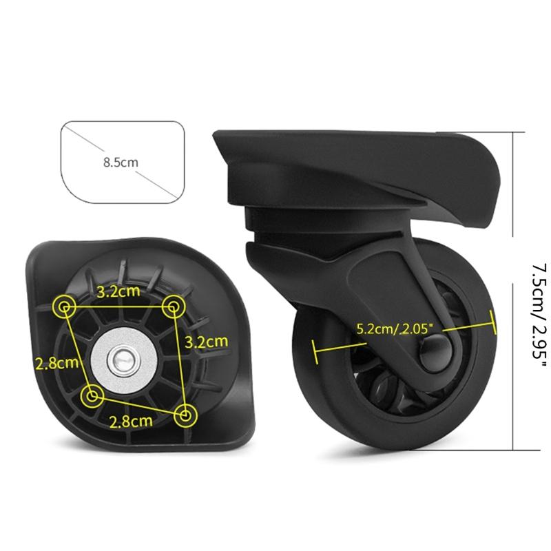 2Pcs Trolley Casters Replacement Heavy Duty Roller Wheel for Luggage Box Suitcase 360 Degree Swivel kit SilentWheel