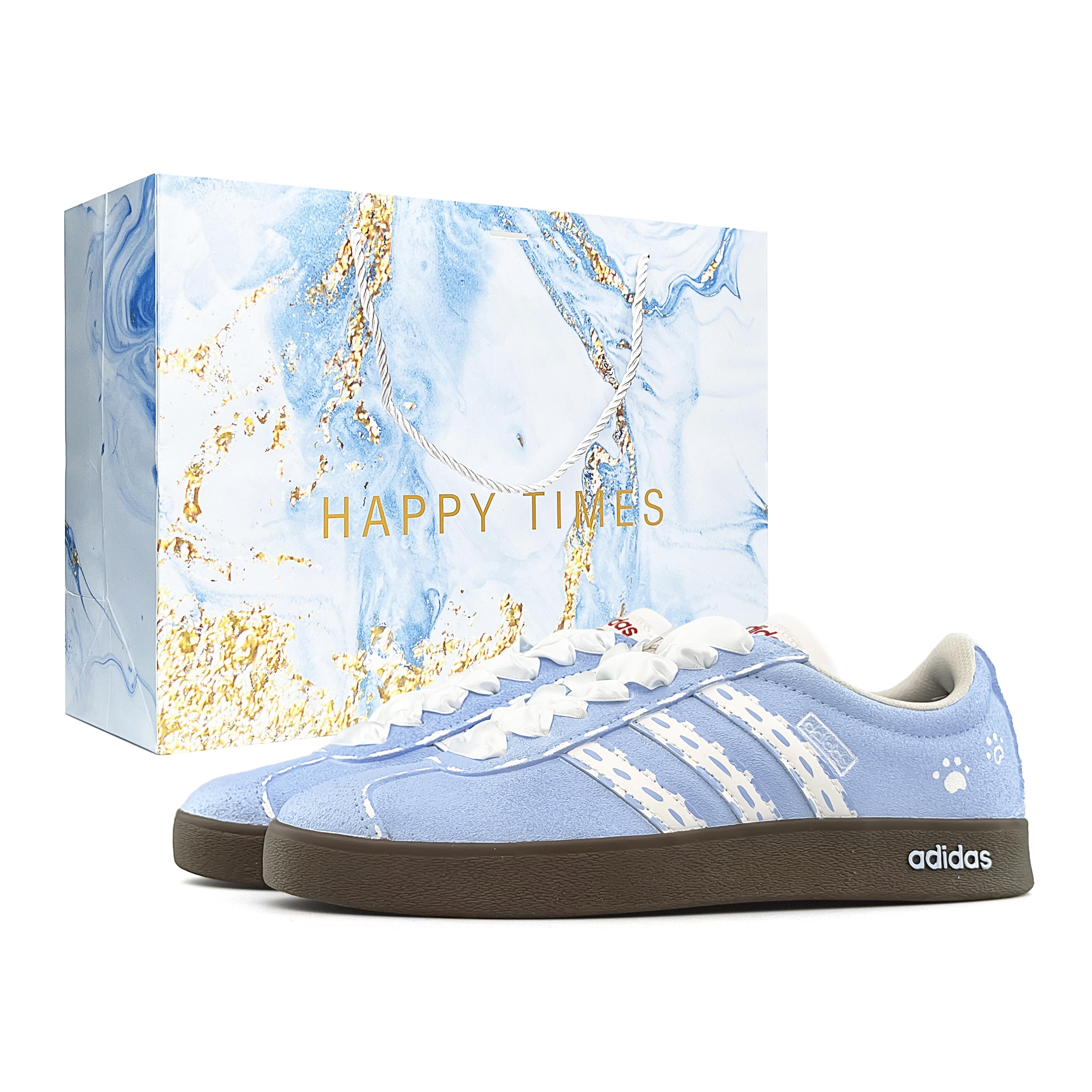 

Adidas VL COURT 2.0 Blue Island Light Step, Special Shopping Bag Lightweight Low top Skateboard Shoes Unisex White Blue JS3003(Team920-BOX) 36⅔