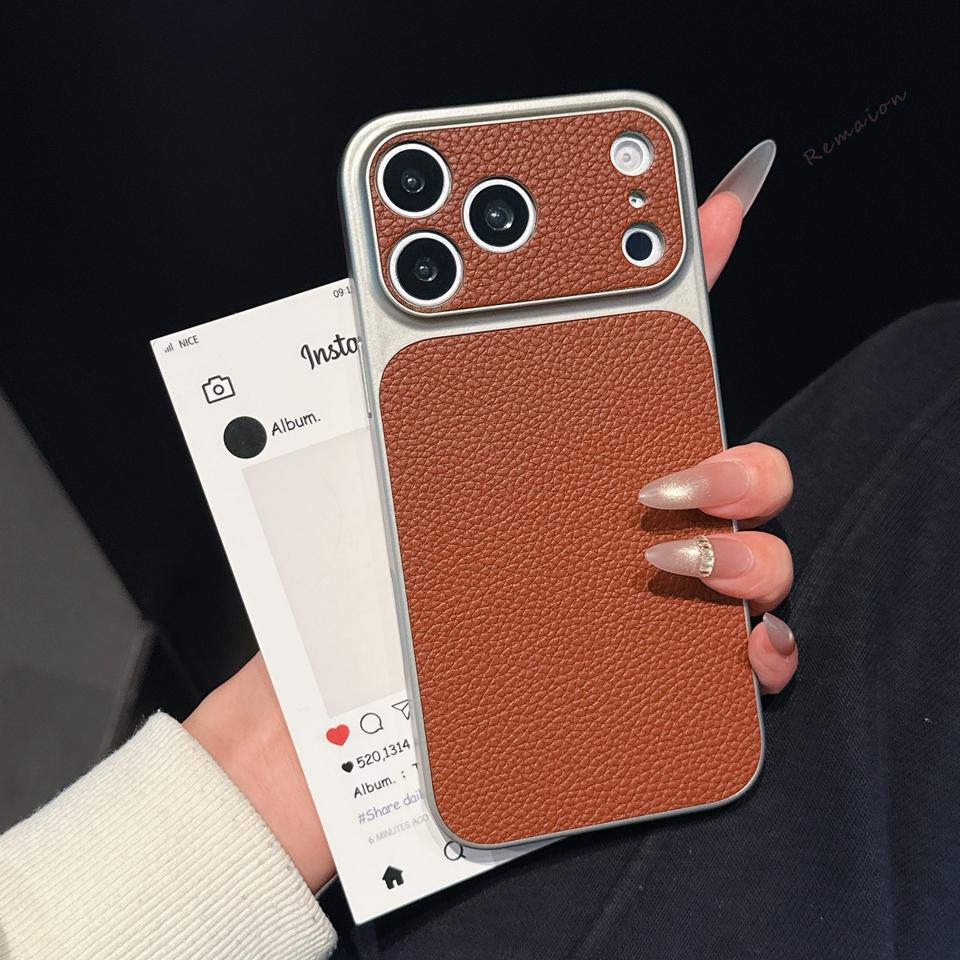 Lychee Retro Leather Phone Case For iPhone 11 12 13 14 15 16 17 Pro Max Air 15 16 14 Plus  Shockproof Hard Protector Cover
