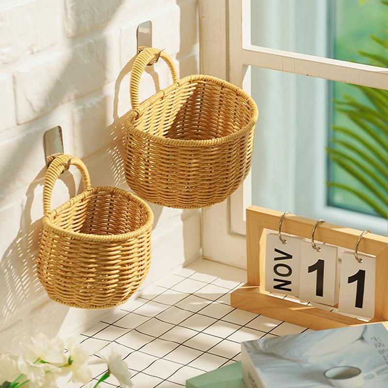 Wandhängender Aufbewahrungskorb Behälter Dekokorb Handgewebter Küchenaufbewahrungskorb Für Garten Blumentopf Wohnzimmer
