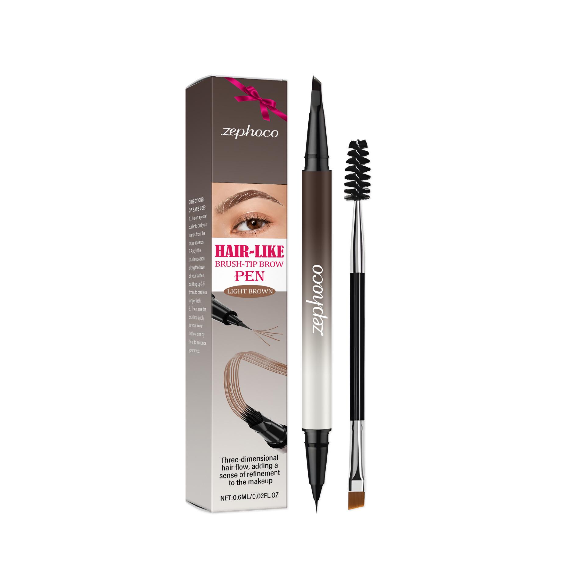 Zephoco Eyebrow Pencil: Smooth, Highly Pigmented, Double-Ended for Easy Hair Strand Fill. Eyebrow Pencil: 0.6ml, Eyebrow Brush