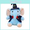 Plush Elephant Toy For Kids Soft Cartoon Sleeper Pillow With Wizard Hat And Bow Decor