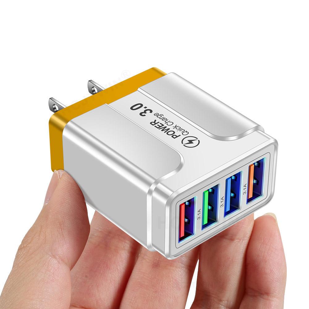 

Быстрая зарядка на 4 USB Quick Charge 3.0 Быстрая USB-зарядка от сети Портативное мобильное зарядное устройство Адаптер QC 3.0 для Xiaomi IPhone X Вилка EU US US Plug жёлтый/белый