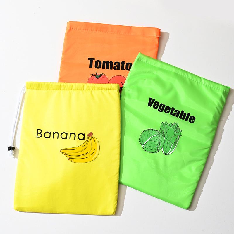 Polyester Drawstring Food-Grade Storage Bag: Fresh-Keeping Kitchen & Refrigerator Organizer