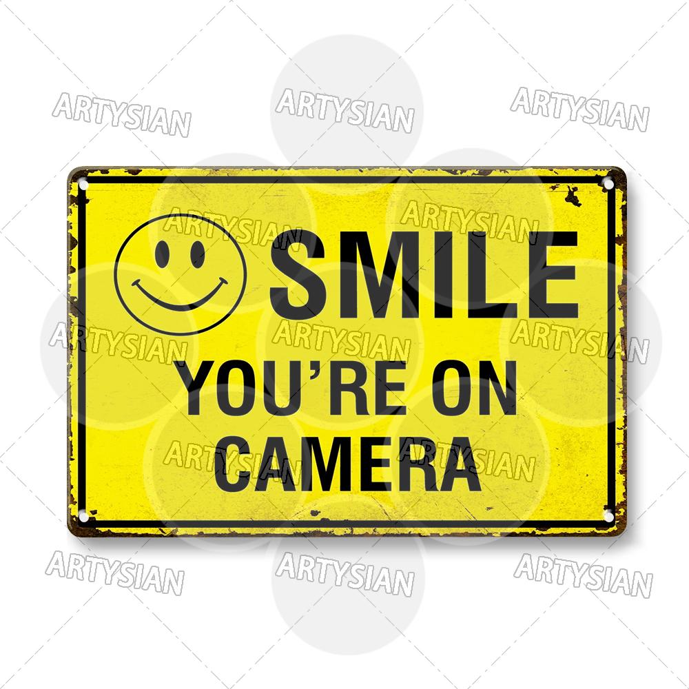 Surveillance Warning CCTV Camera Metal Sign Video Monitoring Alert Plaque Crime Prevention Facility Shop Security Poster