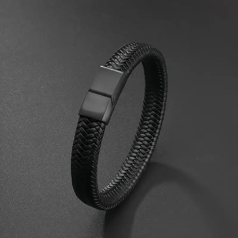 European and American hot-selling men s magnetic buckle head bracelet retro simple woven mesh bracelet bracelet 21cm