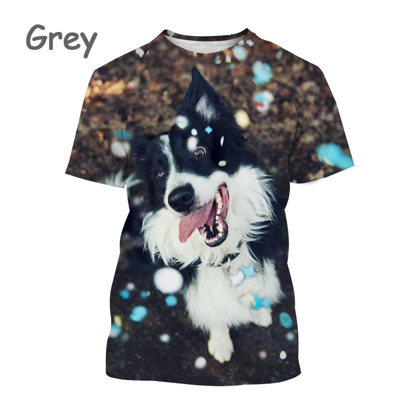 New Popular Border Collie 3D Printed T-shirt Fashion Cute Dog Unisex Animal Round Neck Casual Short Sleeve