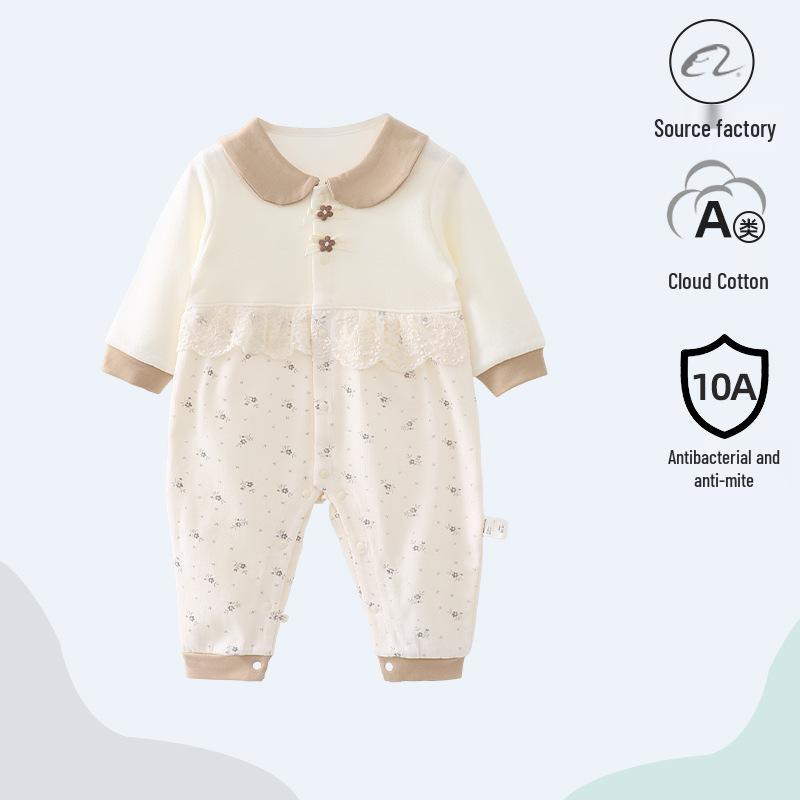 Nation's Top-Selling: Antibacterial Cotton Baby Bodysuit for Spring & Autumn - Long Sleeve, Perfect for Crawling & Home Wear.