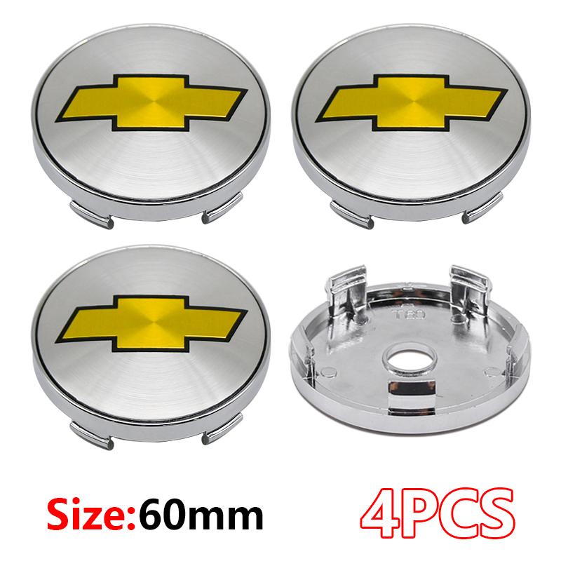 4Pcs ABS+Aluminum 60mm Emblem Car Wheel Hub Center Cap Car Parts For Chevrolet Cruze Captiva Lacetti Spark Aveo Orlando Camaro