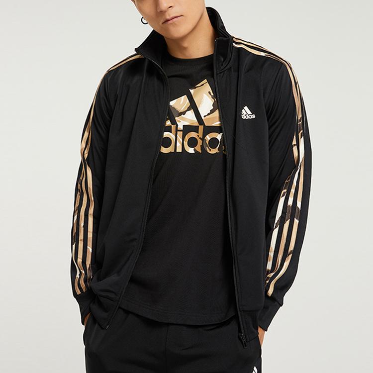 adidas Men's 3-Stripes Tricot Track Jacket Black Camo H48437