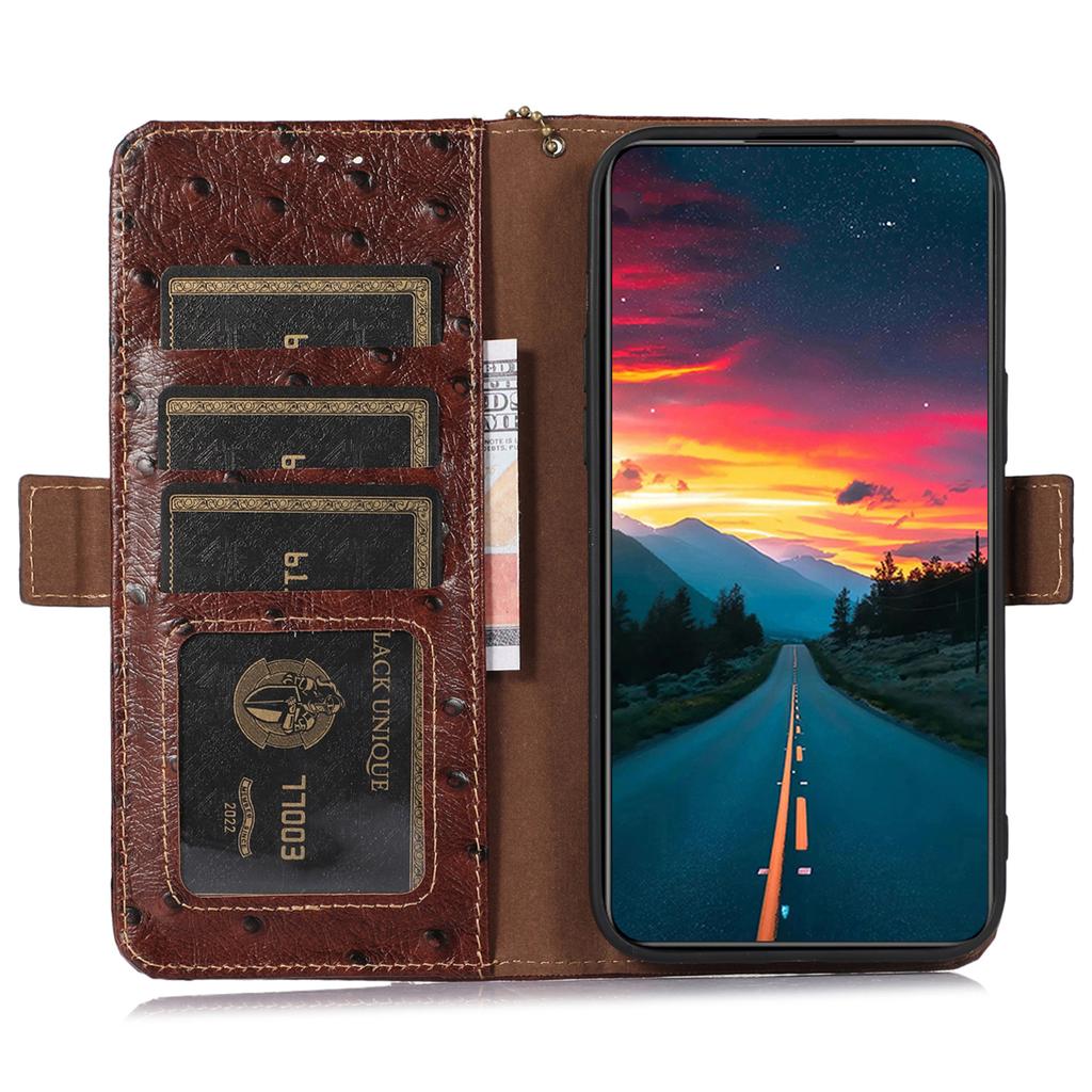 For Motorola Edge 50 Neo 5G/Moto S50 5G/Thinkphone 25 5G Case RFID Blocking Genuine Cow Leather Phone Case Ostrich Texture