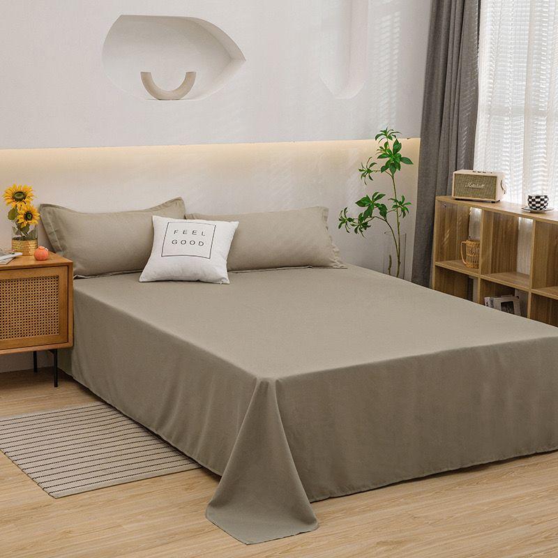 Aesthetic Cream Bed Sheet Korean INS Minimalist Macaron Pastel Bedding For Single Double Dormitory Bed