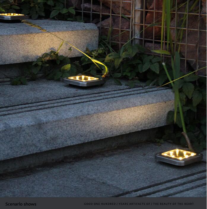 4Pcs 8LEDs Solar Powered Buried Light Underground Lamp for Outdoor Path Way Patio Garden Yard