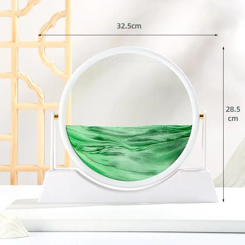 Rotatable Sandscape Moving Sand Art Picture Round Glass Deep Sea Quicksand 3D Hourglass Flowing Sand Painting Home Decor Gifts