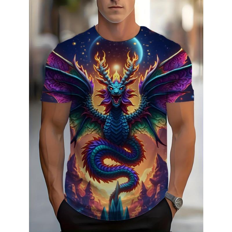 Men's Vibrant 3D Abstract Swirl T-Shirt - Colorful Artistic Pattern, Casual Polyester Knit