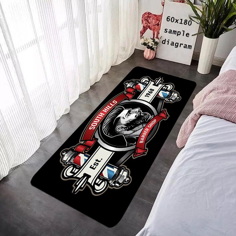 Doormat Flannel Barber Shop Salon Floor Mat Indoor Foot Rug Bedside Mats Kitchen Corridor Absorbent Carpet Ideal Balcony Decor