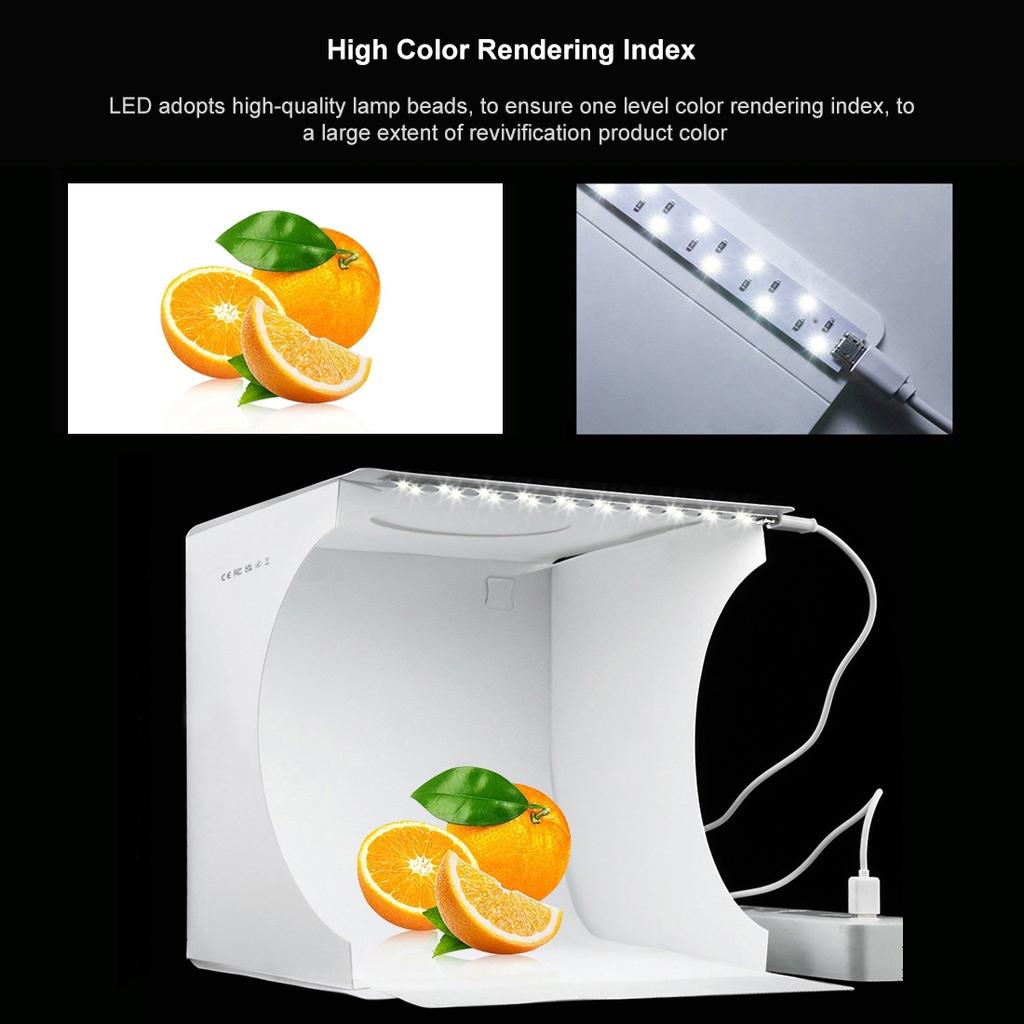 20cm Mini LED Panels Folding Portable Light Photo Lighting Desktop Studio Shooting Tent Box Kit with 2 / 6 Colors Backdrops