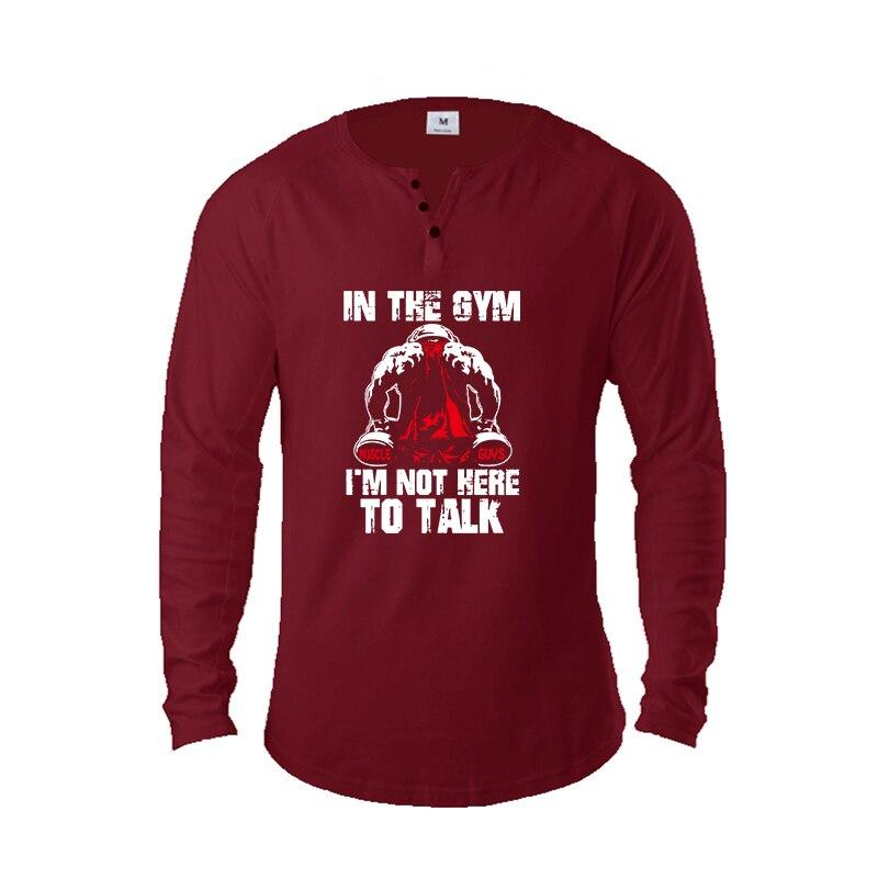 

Молодежные мужские модные повседневные топы с v-образным вырезом и воротником Генри с длинным рукавом для бодибилдинга, графические футболки XXL бордовый