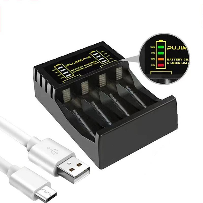 1 Slot Battery Charger Rechargeable Batter Charger With LED Display Indicator USB Charger Cable For AA/AAA Ni-MH/Ni-Cd Batteries
