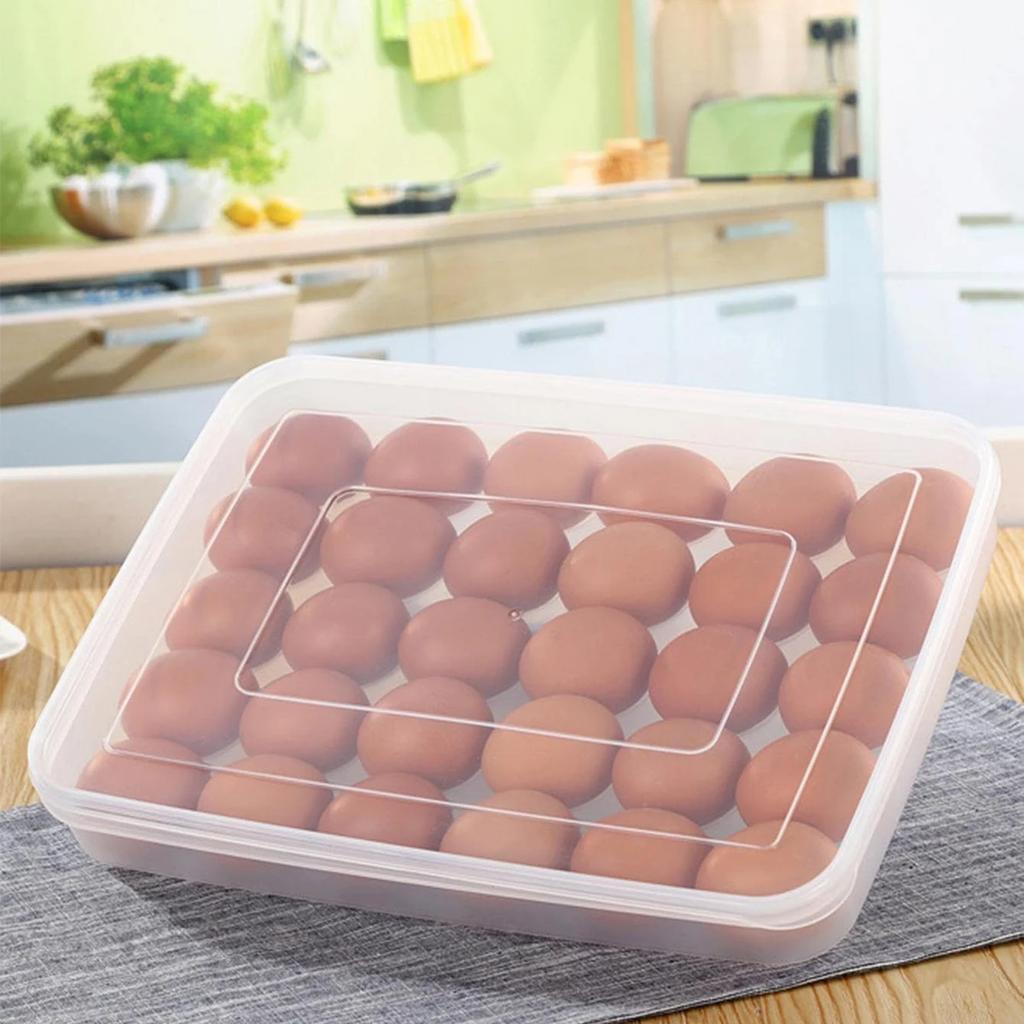 1/2pcs-Egg Storage Box With Lid Kitchen Refrigerator Egg Box Egg Drop Rack Egg Storage Box Fridge Egg Organizer 30 Grid Egg Tray