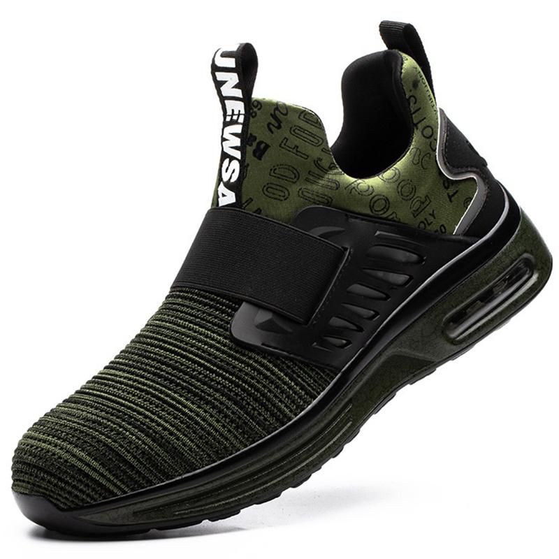 Atmungsaktive Sicherheitsschuhe für Herren, Zehenschutzkappe aus Kunststoff, leichte Schlupfschuhe, Arbeitsschuhe für Herren und Damen, Sicherheits-Sneakers für Herren