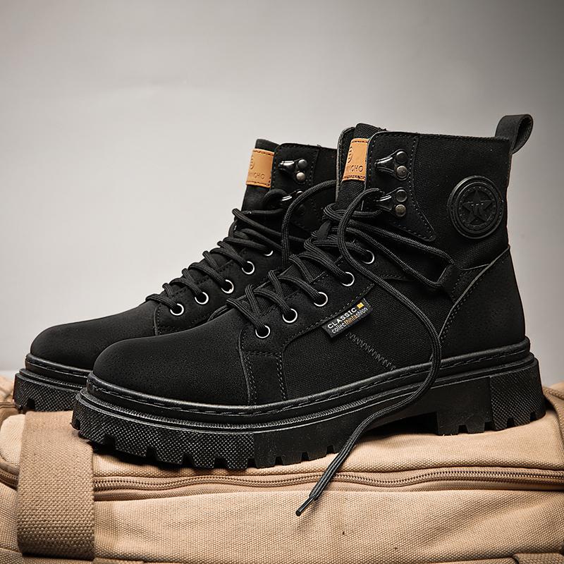 High Top Men's Canvas Shoes  Autumn Winter Platform Sneakers Comfortable Outdoor Ankle Short Boots Male Sneakers Zapatos Hombres