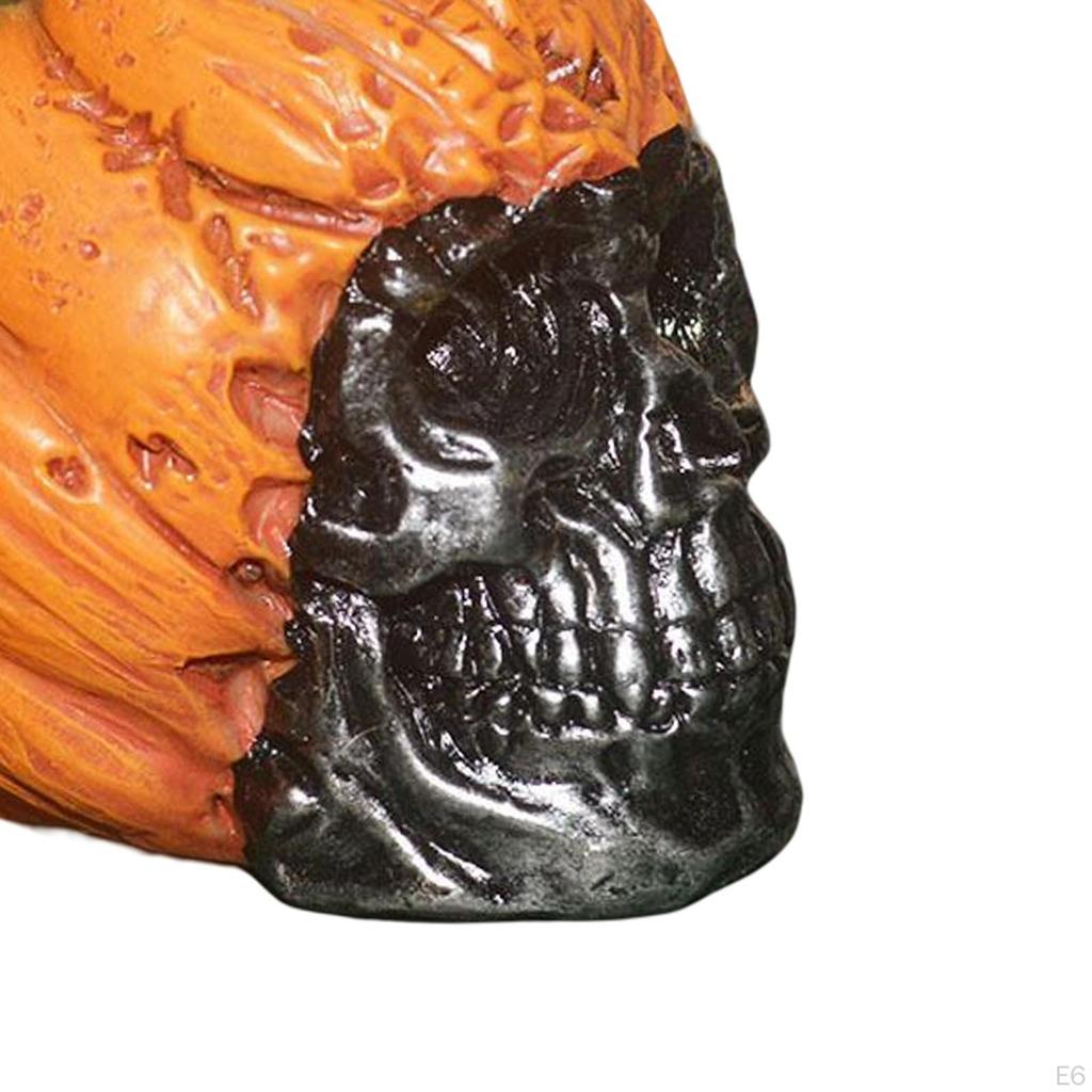 Pumpkin Skull Decoration Halloween Resin Craft Sculpture Horror Decor Ornament for Tabletop