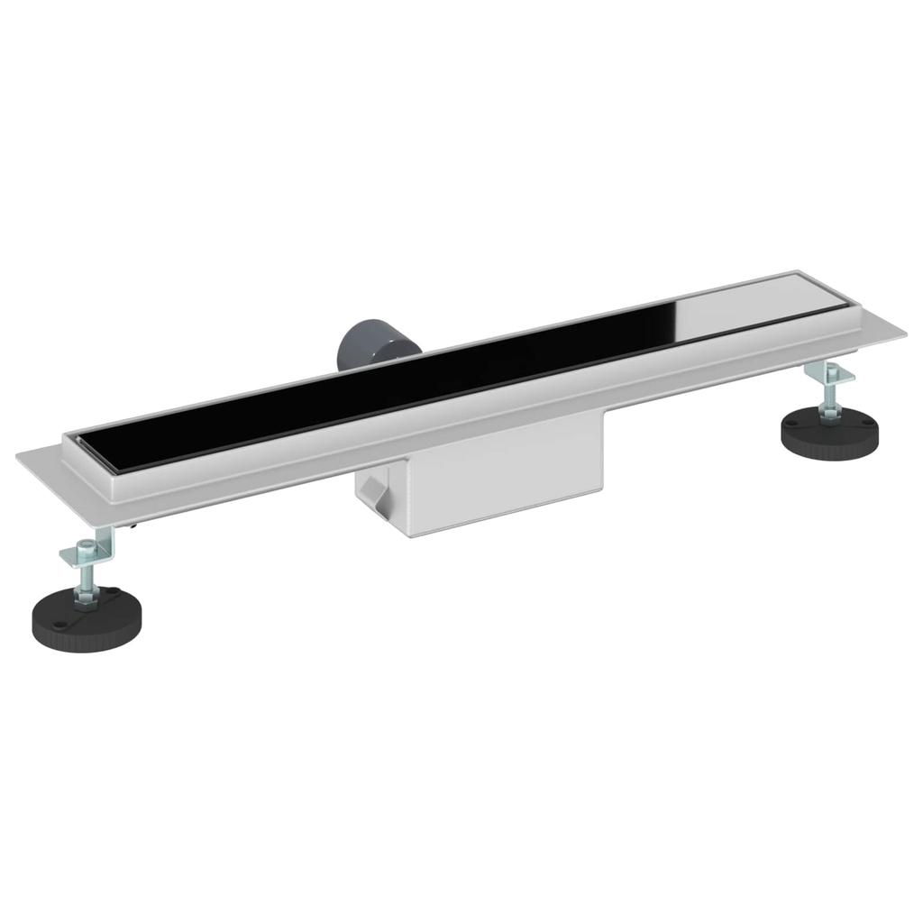 Shower Drain with Glass Cover Black 50 cm Stainless Steel 304