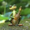 Miniature Frog Garden Statue Frog Band Musical Instrument Figurine Fairy Garden Accessories Decor for Patio Balcony Indoor Table