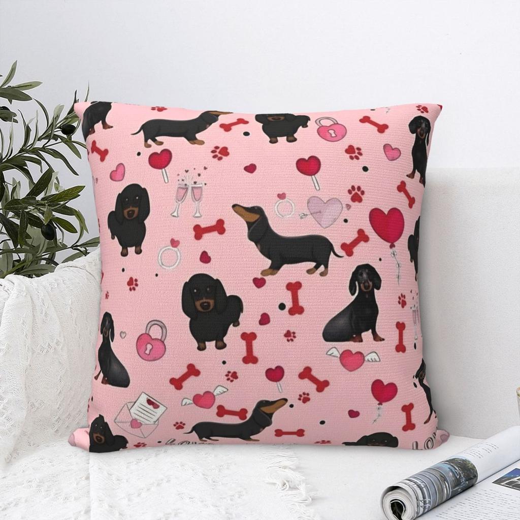 Dachshund Valentines Day Throw Pillow Cover Cushions for Sofa Dogs Animal Awesome Pillowcase