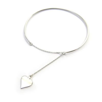 [N2827] - Silver 'Card Games' Silver Bracelet (heart) - 11x11 Mm