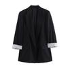 Zbzr Autumn New Women clothes Western Style Versitile Fashion Linen Blend Roll Sleeve Blazers 2753530