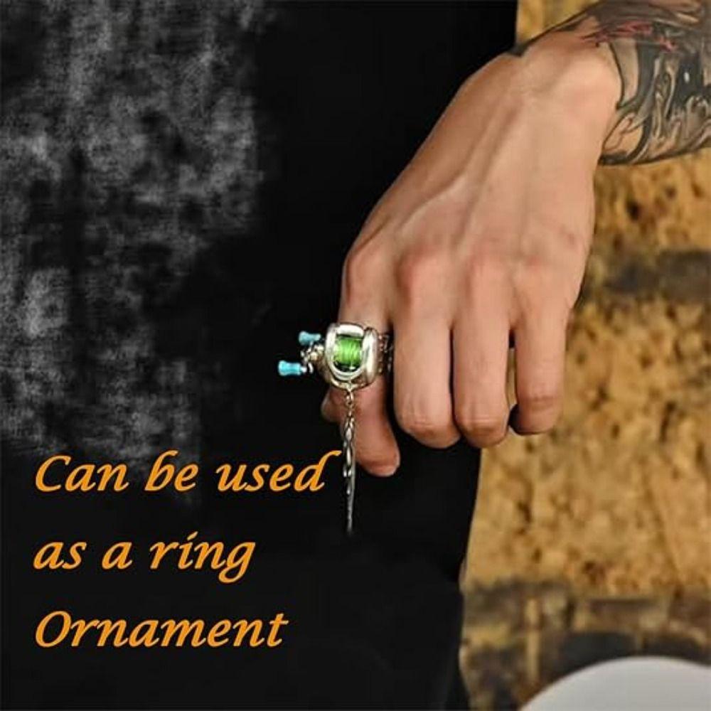 Creative Gift with Rotatable Handle Mini Fishing Reel Jewelry Accessories Alloy Fishing Reel Ring DIY Fishing Reel Jewelry Set