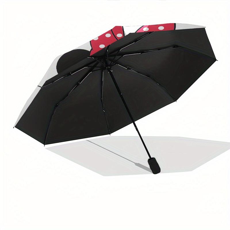 Minnie Mouse Themed Automatic Opening and Closing Folding Umbrella, Reinforced 8 Ribs, Compact Travel Design, Fashionable Folding Umbrella,